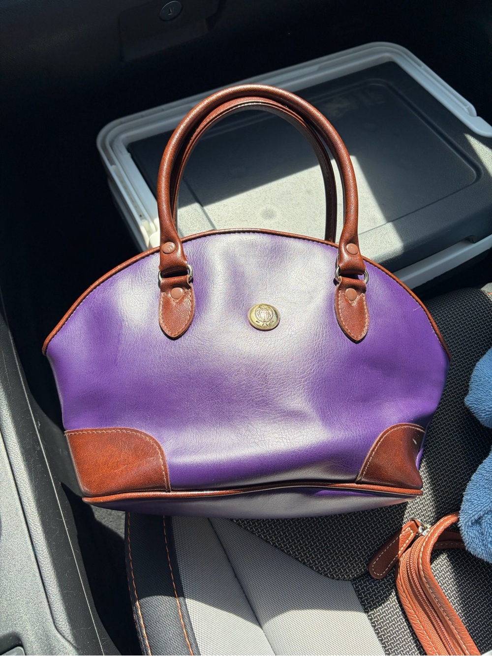 Vintage Liz Claiborne Dome Satchel Purple Leather Handbag